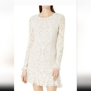 BCBG Ivory Velvet Burnout Dress Size M